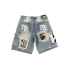 Blue “AI” Denim Shorts