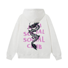 Anti Social Social Club Dragon Pink Logo Hoodie - White