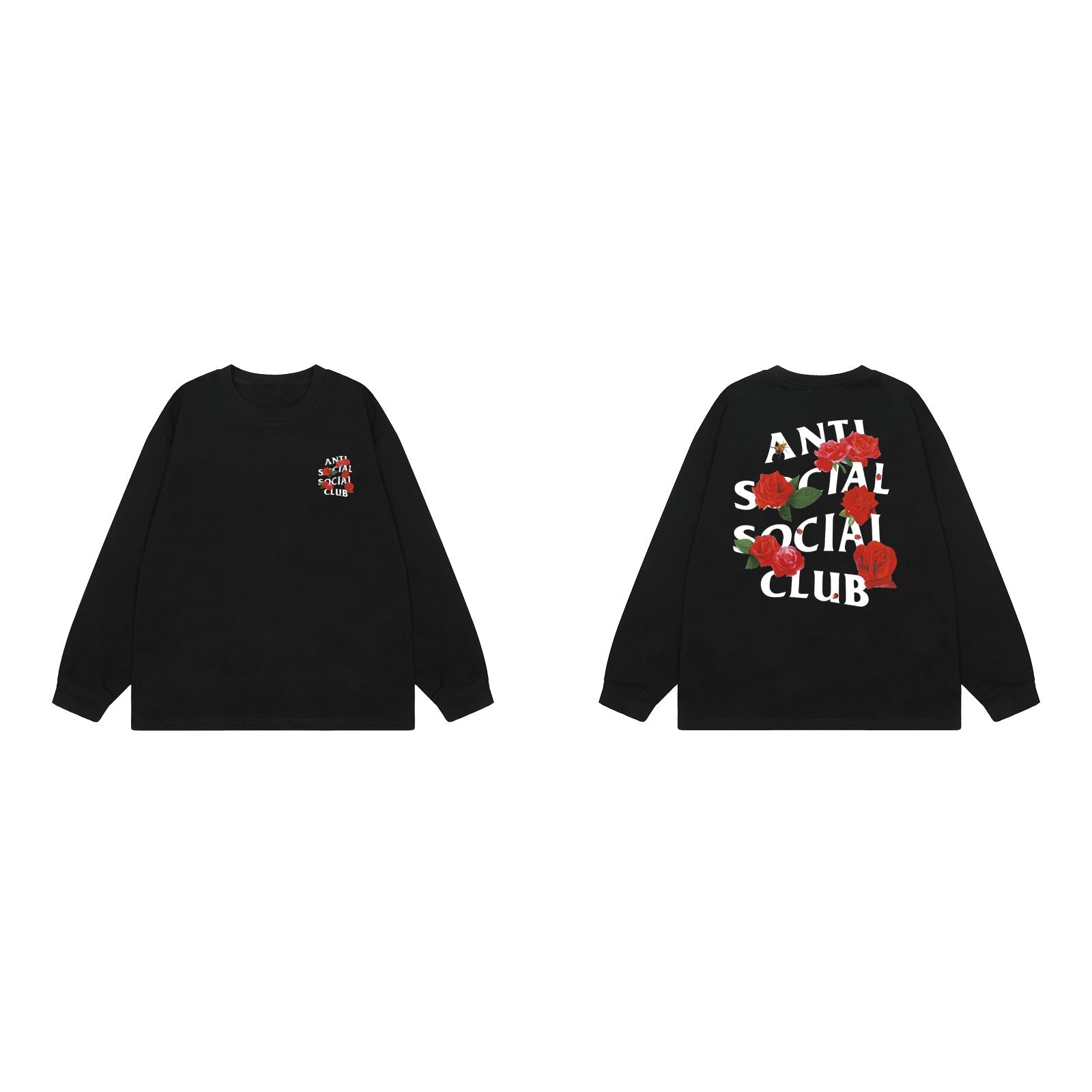 Anti Social Social Club Rose Logo Long Sleeve T-Shirt - Black