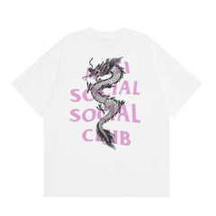 Anti Social Social Club Dragon Pink Logo T-Shirt - White
