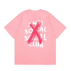 Anti Social Social Club Red X-Cross Logo T-Shirt - Pink