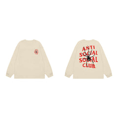Anti Social Social Club Spider Red Logo Long Sleeve T-Shirt - Cream